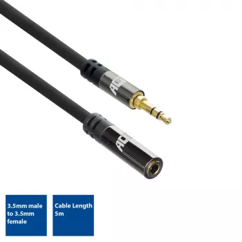 ACT 5 meter High Quality audio-verlengkabel 3,5 mm stereo jackstekker naar bus