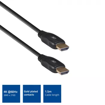 ACT 1,5 m HDMI High Speed videokabel v2.0 HDMI-A stekker - HDMI-A stekker