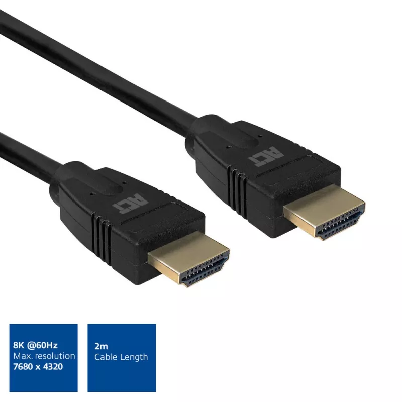 ACT 2 meter HDMI 8K Ultra High Speed kabel v2.1 HDMI-A stekker - HDMI-A stekker