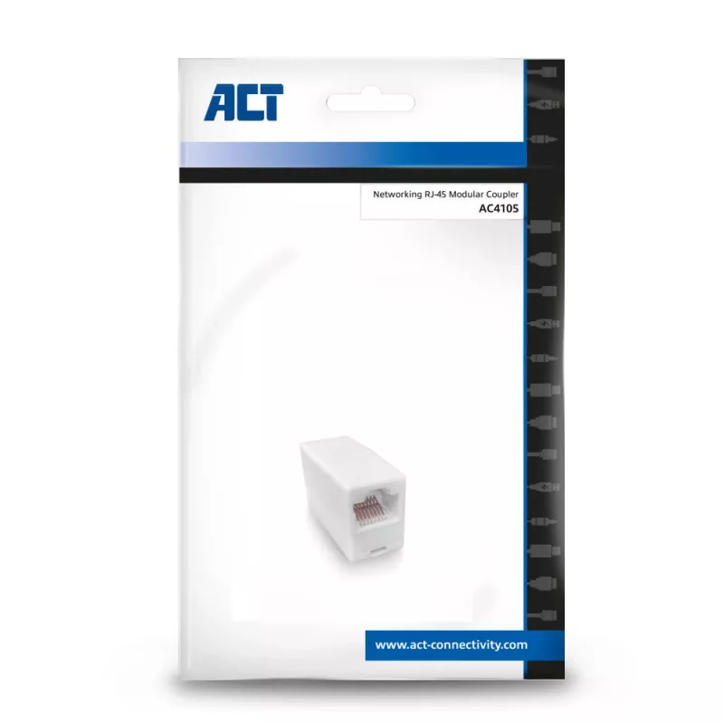 Modulaire RJ-45-koppelaar ACT AC4105 wit aansluiting 1 RJ-45 aansluiting 2 RJ-45