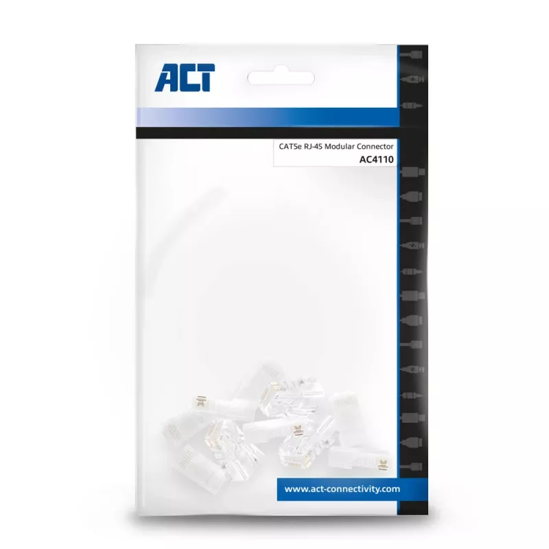 ACT modulaire CAT5E RJ-45-connector ACT AC4110 male zilver transparant 10 stuks