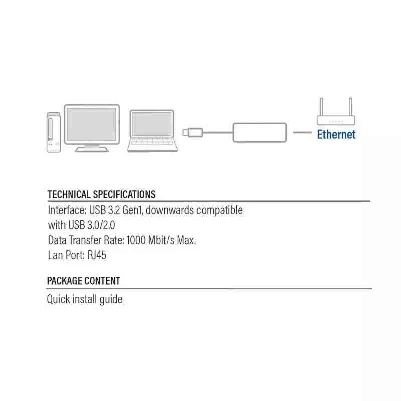 Netwerkkaart ACT AC4410 Ethernet 1000 Mbit/s bedraad USB