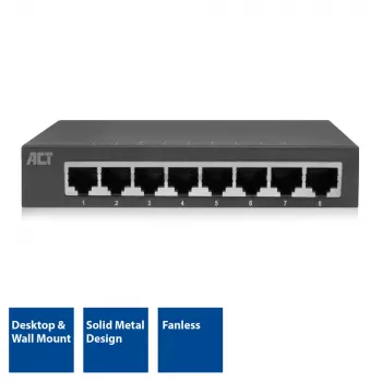 Unmanaged switch ACT AC4418 8 poorten Gigabit Ethernet 10/100/1000