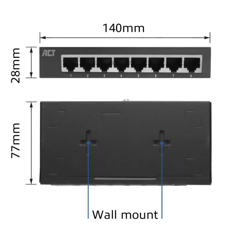 Unmanaged switch ACT AC4418 8 poorten Gigabit Ethernet 10/100/1000