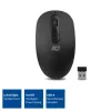 ACT draadloze muis 1200 DPI, dubbelhandig, RF draadloos, 1200 DPI, zwart
