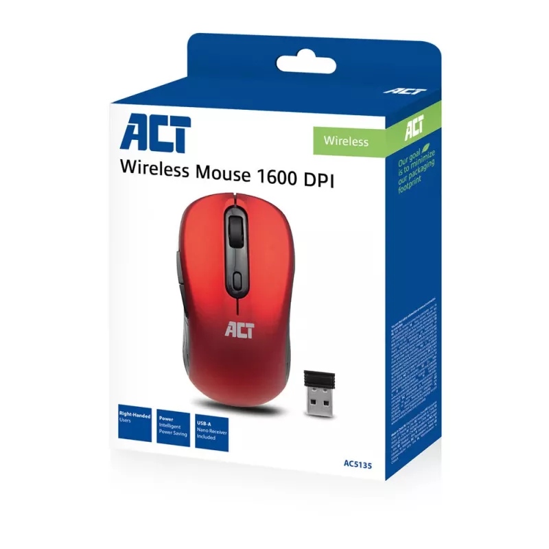 ACT AC5135 draadloze muis, tweehandig, 1600 DPI