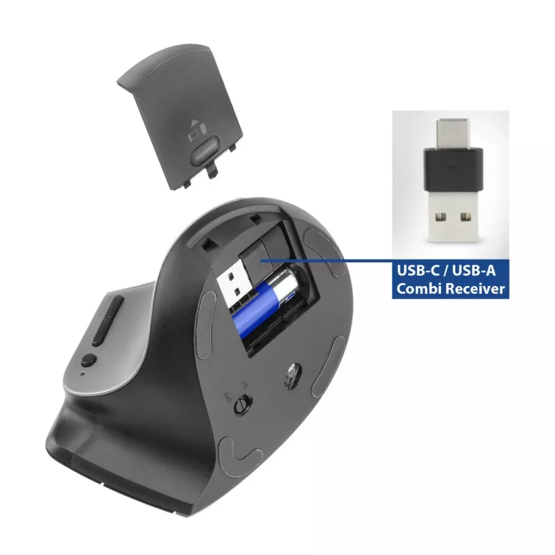 ACT draadloze ergonomische muis met Bluetooth en USB-C/USB-A