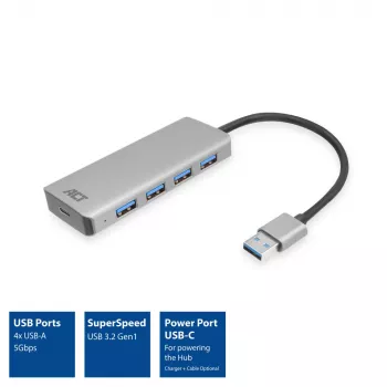 USB-hub ACT AC6121 Type-A 5000 Mbit/s aluminium
