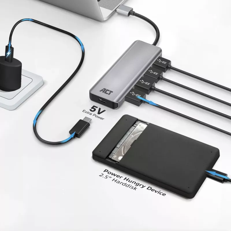 USB-hub ACT AC6121 Type-A 5000 Mbit/s aluminium