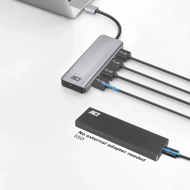 USB-hub ACT AC6121 Type-A 5000 Mbit/s aluminium