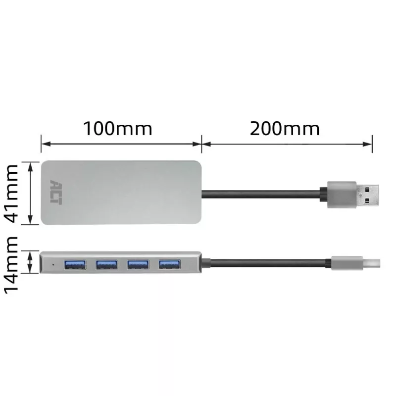 USB-hub ACT AC6121 Type-A 5000 Mbit/s aluminium