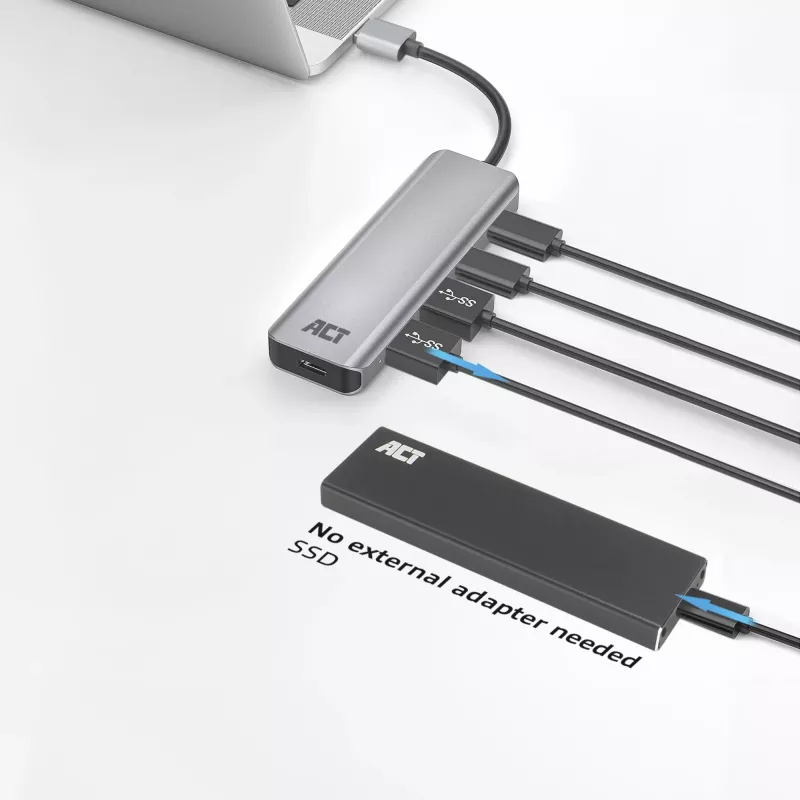USB-hub ACT AC6125 3.2 Gen 1 Type-A 5000 Mbit/s grijs