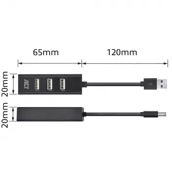 USB-hub ACT AC6205 2.0 480 Mbit/s zwart 0,12 m