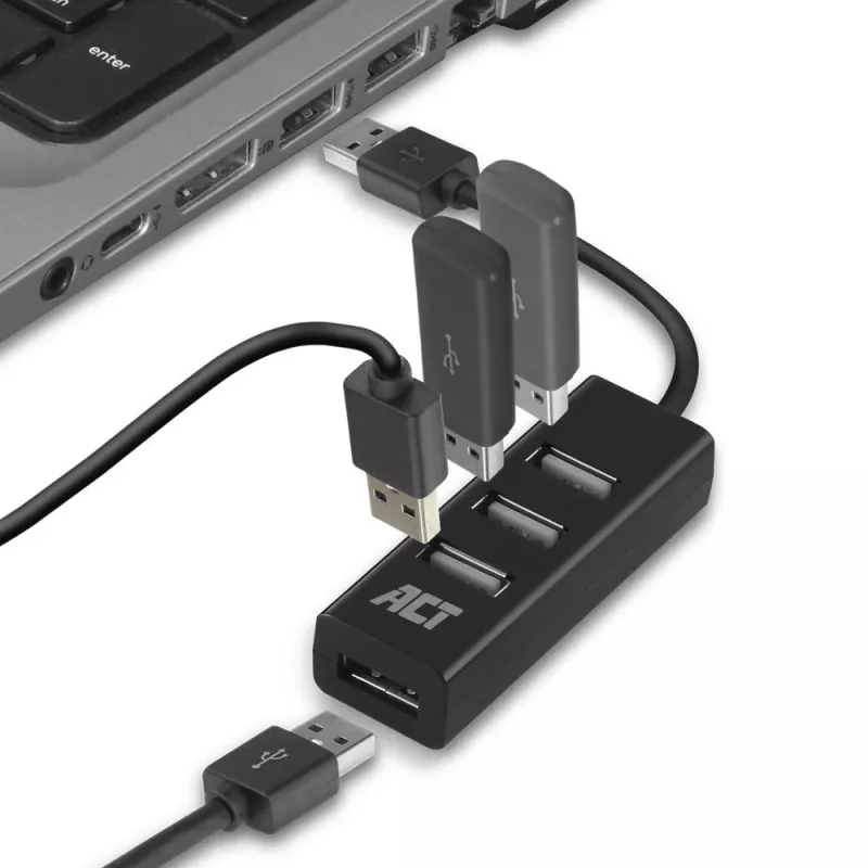 USB-hub ACT AC6205 2.0 480 Mbit/s zwart 0,12 m