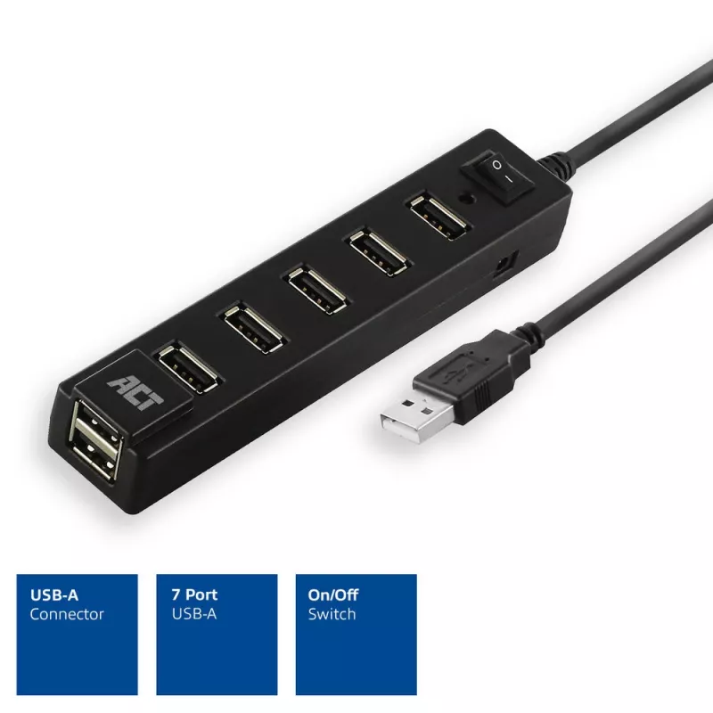 USB-hub ACT AC6215 480 Mbit/s zwart