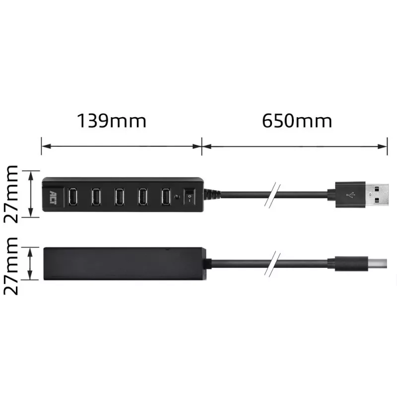 USB-hub ACT AC6215 480 Mbit/s zwart