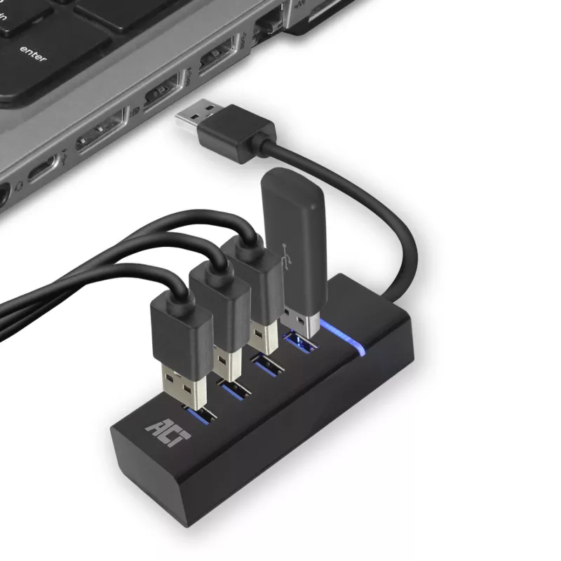ACT AC6300 USB 3.2 Gen 1-hub Type-A 5000 Mbit/s zwart