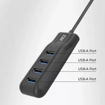 ACT AC6320 interface-hub USB 3.2 Gen 1 (3.1 Gen 1) Type-A 5000 Mbit/s zwart