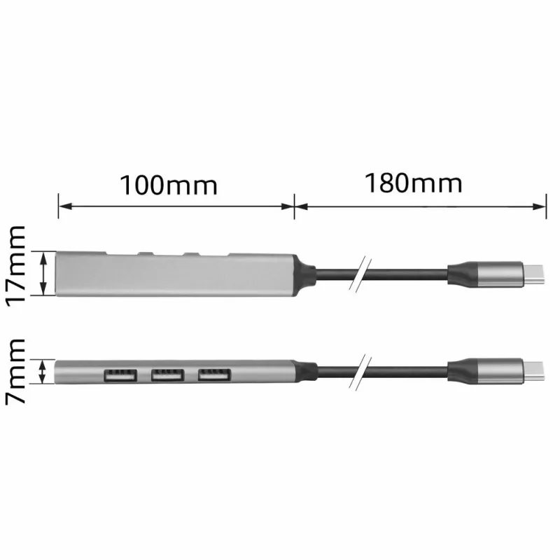 USB-hub ACT AC6425 Type-C 5000 Mbit/s aluminium grijs