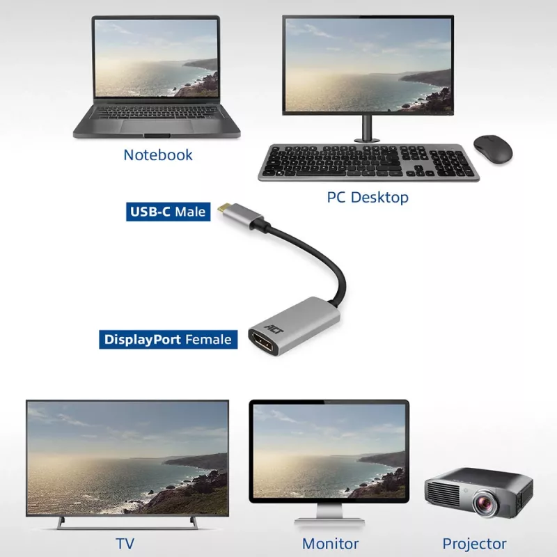 USB-C naar DisplayPort-adapter ACT AC7030