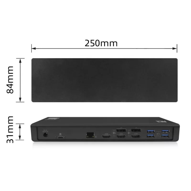 ACT USB-C dockingstation 4K, voor 2 of 3 HDMI/DisplayPort-monitoren, DisplayLink