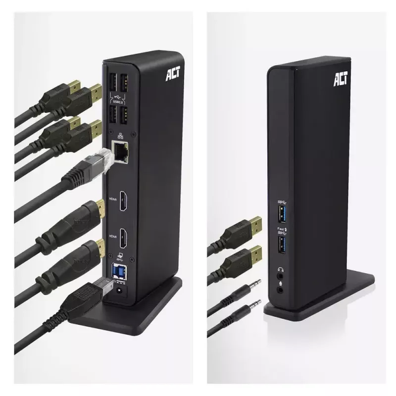 ACT universeel USB-C of USB-A dockingstation, voor 2 HDMI-monitoren, DisplayLink