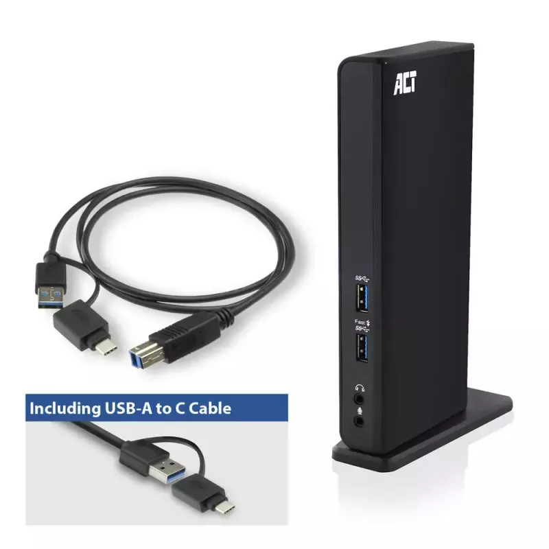 ACT universeel USB-C of USB-A dockingstation, voor 2 HDMI-monitoren, DisplayLink
