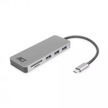 ACT USB-C-hub 3.0, 3x USB-A, kaartlezer, PD-doorgifte