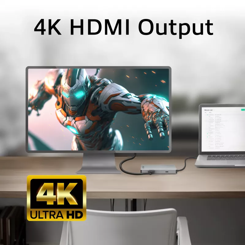 ACT USB-C 4K dockingstation voor 1 HDMI-monitor, Ethernet, USB-C, USB-A, kaartlezer en PD-doorgifte