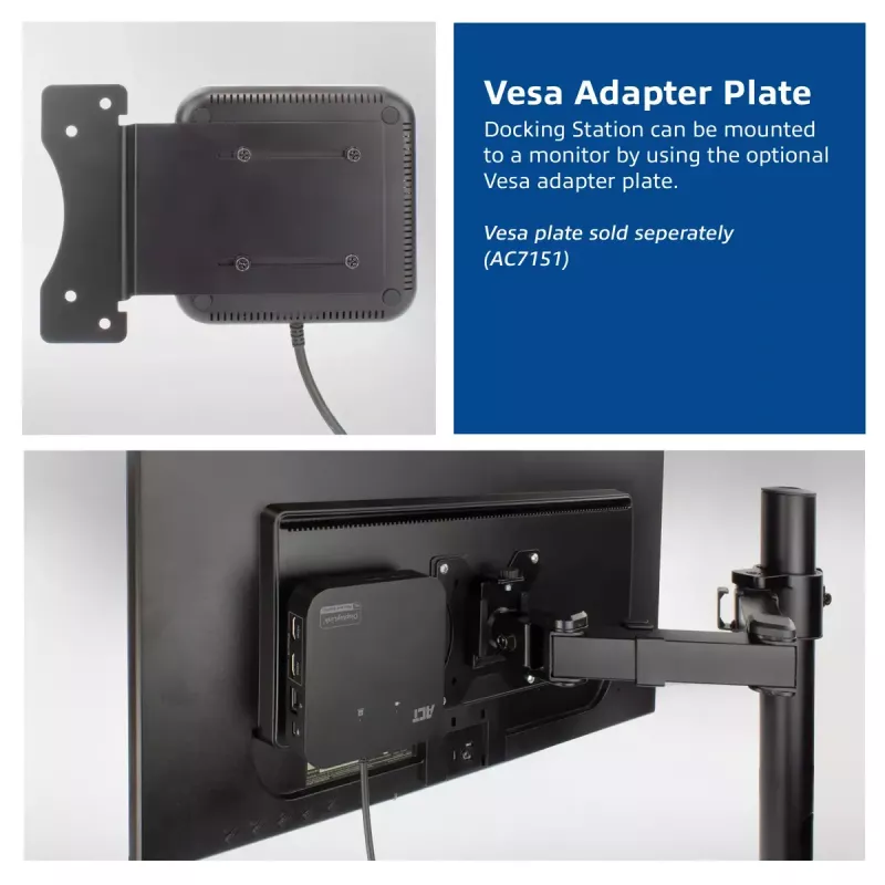 ACT universeel USB-C dockingstation 4K, voor 2 HDMI/DisplayPort-monitoren, DisplayLink, compact ontwerp