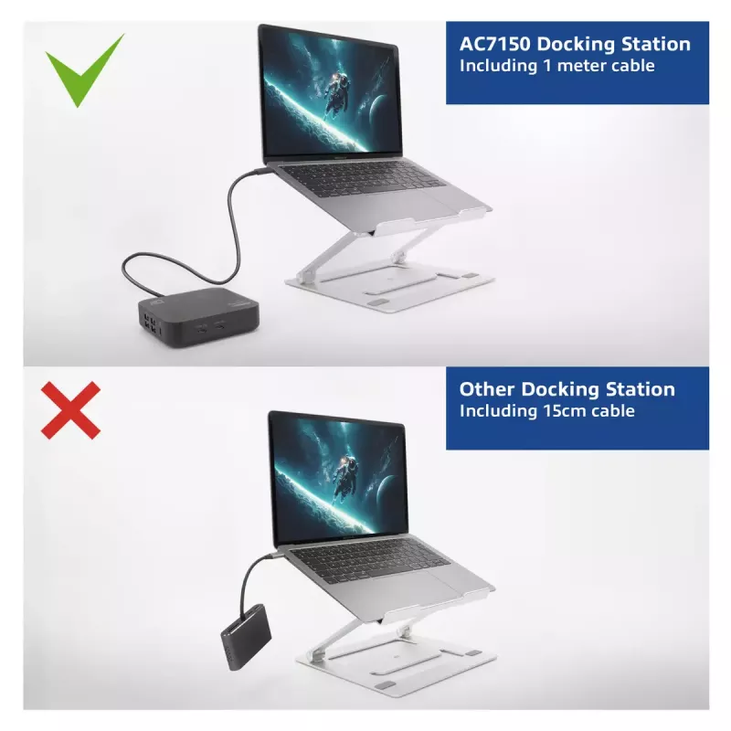 ACT universeel USB-C dockingstation 4K, voor 2 HDMI/DisplayPort-monitoren, DisplayLink, compact ontwerp