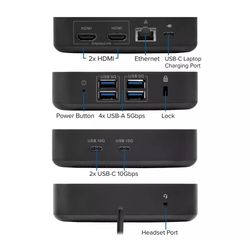 ACT universeel USB-C dockingstation 4K, voor 2 HDMI/DisplayPort-monitoren, DisplayLink, compact ontwerp