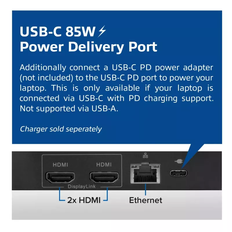 ACT universeel USB-C dockingstation 4K, voor 2 HDMI/DisplayPort-monitoren, DisplayLink, compact ontwerp