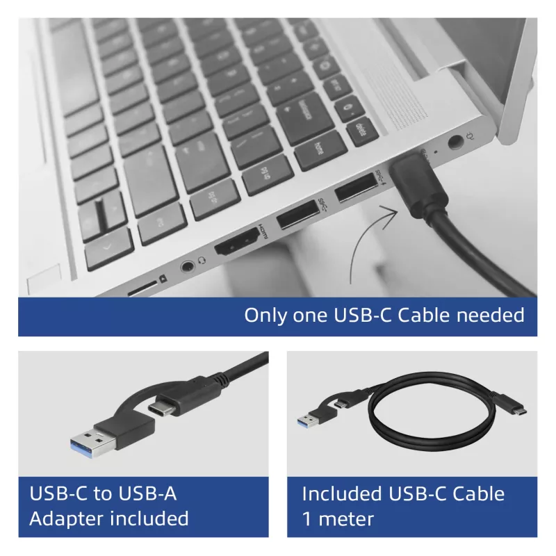 ACT USB-C dockingstation 4K, voor 2 HDMI- of DisplayPort-monitoren, DisplayLink