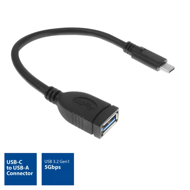 ACT USB 3.0-kabel OTG USB-C-stekker naar USB-A-bus 0,2 m 5 Gbit/s