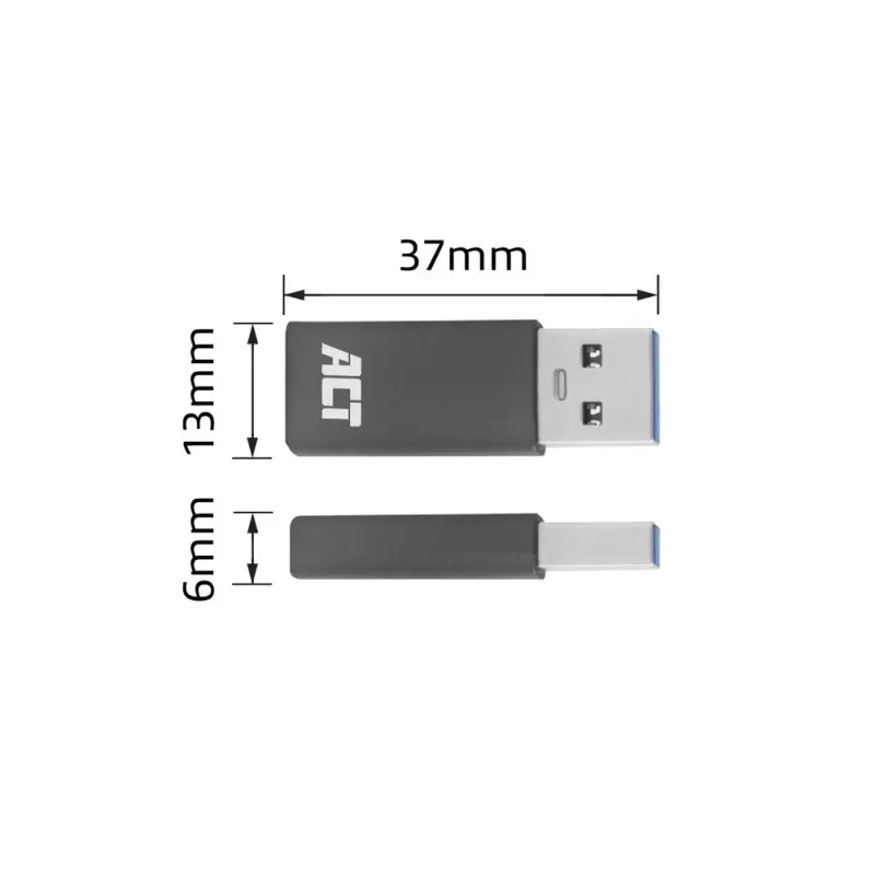 USB-A naar USB-C-adapter ACT AC7375 grijs