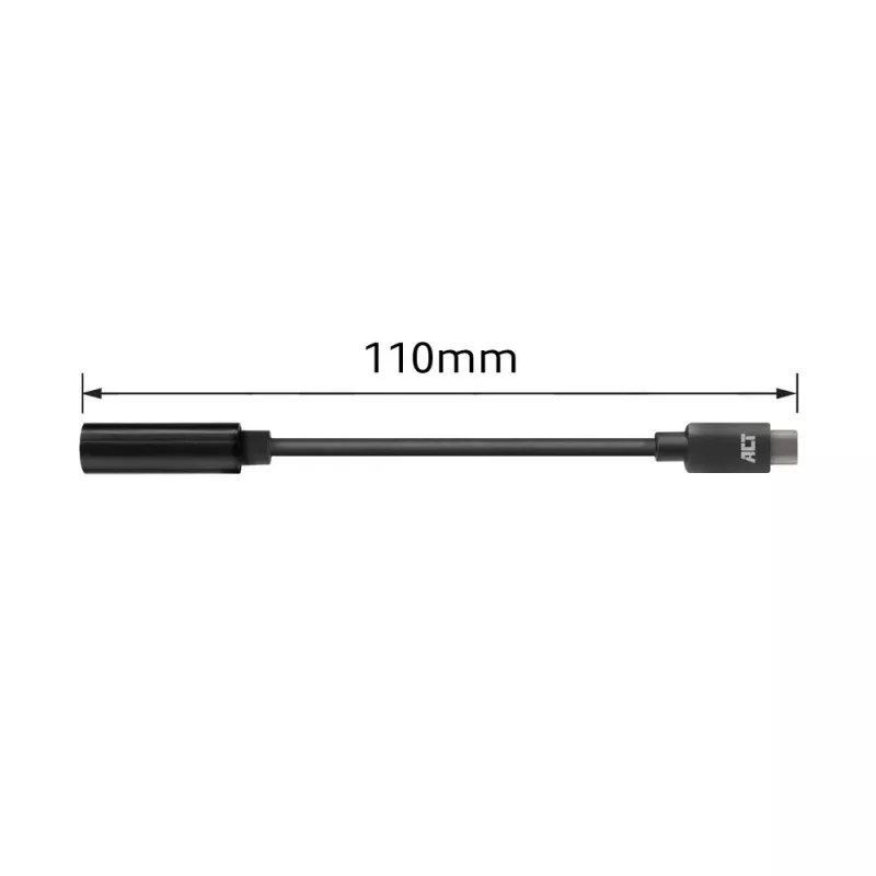 Audiokabel ACT AC7380 0,11 m 3,5 mm bus USB Type-C stekker zwart