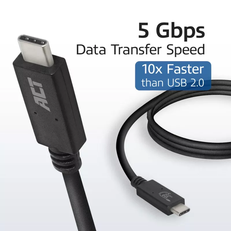 ACT USB 3.0-kabel USB-C USB-IF gecertificeerd 2 meter 5 Gbit/s