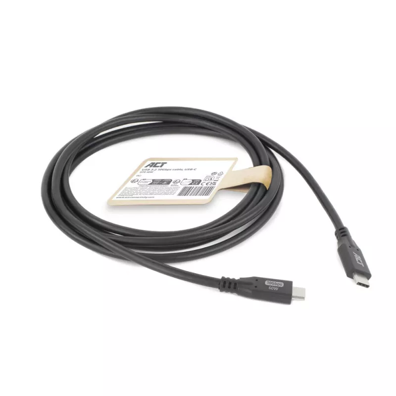 USB Type-C-kabel ACT AC7442 2m 10Gbps 60W zwart