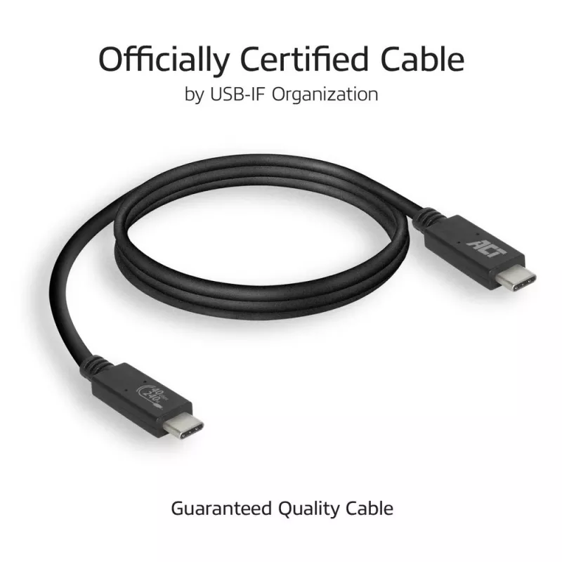 ACT USB4® 40Gbps 240W USB Type-C®-kabel, USB-IF gecertificeerd, 0,8 meter