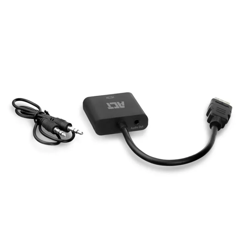 ACT 0,15 meter, HDMI-A-stekker naar VGA-bus adapter, met audio