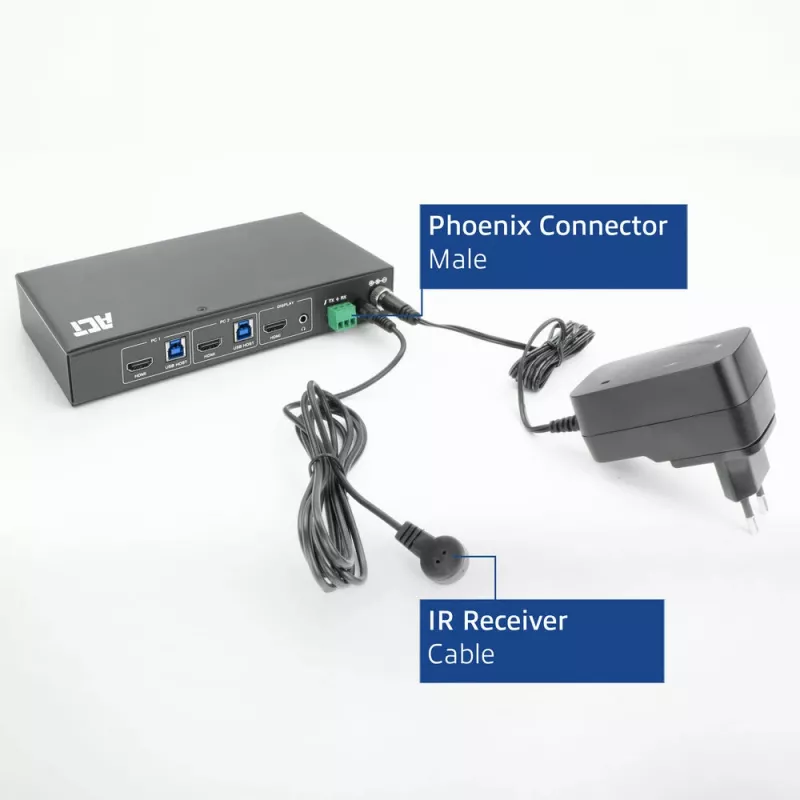 ACT 2-poorts HDMI 4K@60Hz KVM-switch, USB 3.2 Gen1 (USB 3.0)