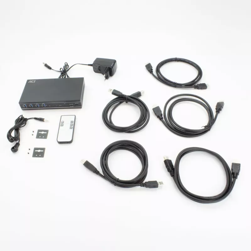 ACT 2-poorts HDMI 4K@60Hz KVM-switch, USB 3.2 Gen1 (USB 3.0)