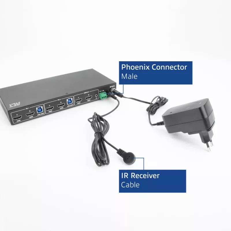 ACT 2-poorts dual HDMI 4K@60Hz KVM-switch, USB 3.2 Gen1 (USB 3.0)