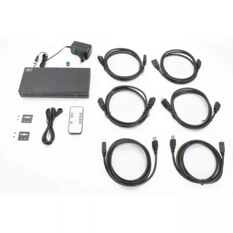 ACT 2-poorts dual HDMI 4K@60Hz KVM-switch, USB 3.2 Gen1 (USB 3.0)
