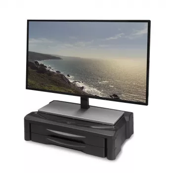 ACT monitorstandaard extra breed AC8215 in hoogte verstelbaar twee laden