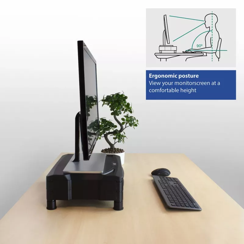 ACT monitorstandaard extra breed AC8215 in hoogte verstelbaar twee laden