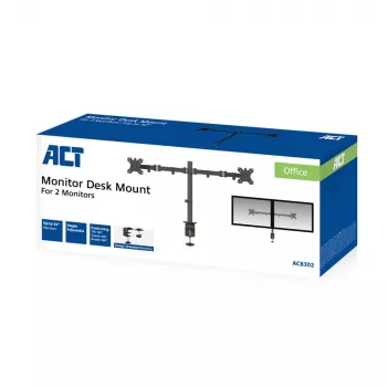 ACT monitorarm voor twee monitors klem-/doorvoermontage 16 kg 10-32 inch