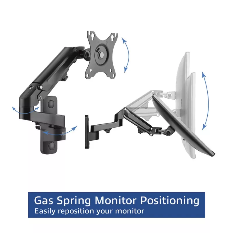 ACT monitorwandsteun met gasveer, 1 scherm, max. gewicht 7 kg