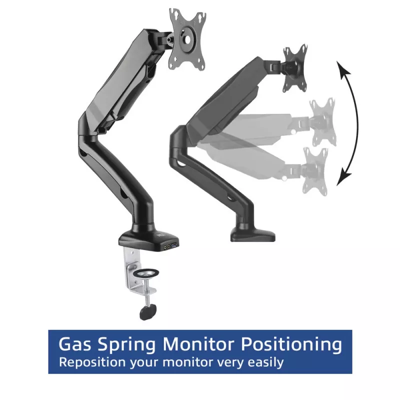 ACT gasveermonitorarm kantoor zwart AC8311 klem-/doorvoermontage 9 kg